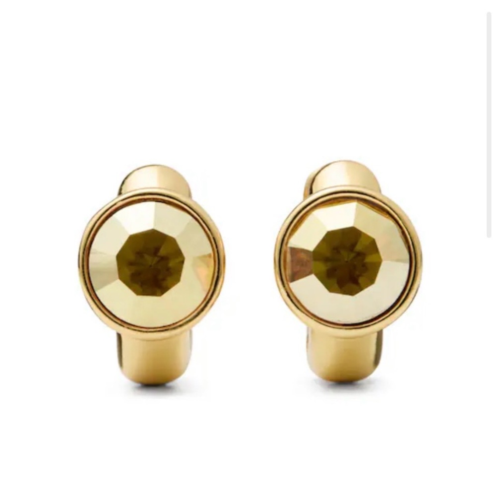 Kate Spade Keep Sparkling Round Huggie Earrings - Goldtone Sunrise NWT